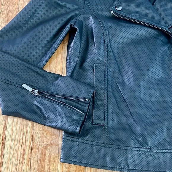 Armani exchange black 100% sheep Leather Jacket womens size small - Picture 4 of 9